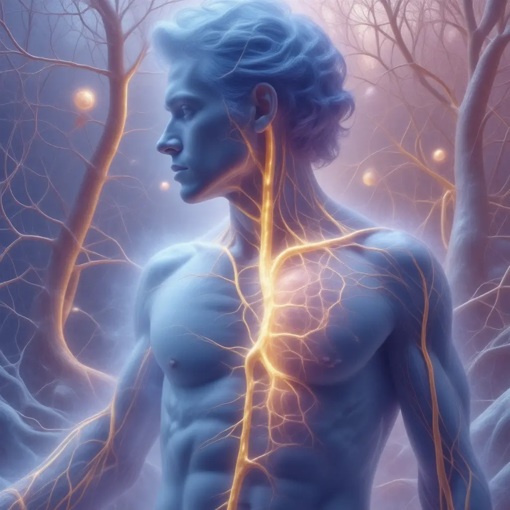 Anatomical illustration of body systems benefiting from Vitamin B7 (Biotin)