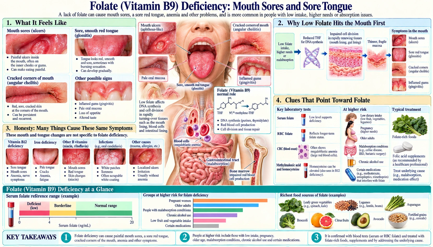 Mouth Sores and Sore Tongue — scientific infographic poster